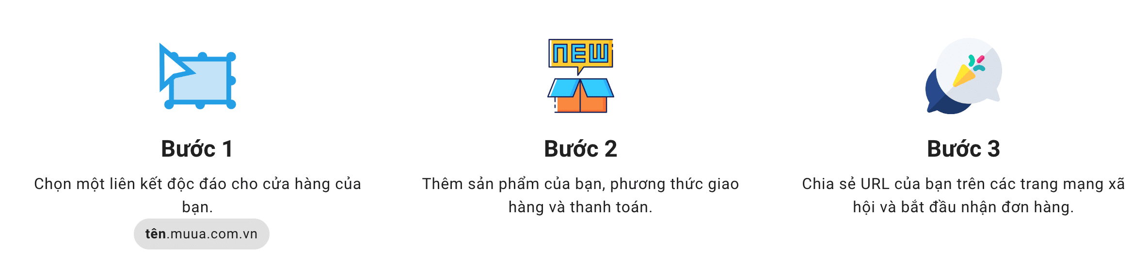 3 bước tạo web riêng trên Muua!